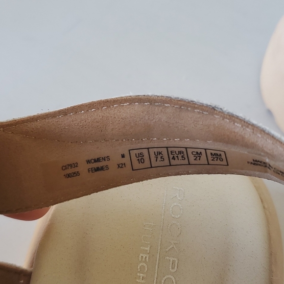 Women's ROCKPORT ABBIE T-strap Sandals Sz 10 Vanilla - Picture 4 of 9